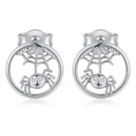 Silberne Ohrringe Spinnen mit Spinnennetz, Halloween