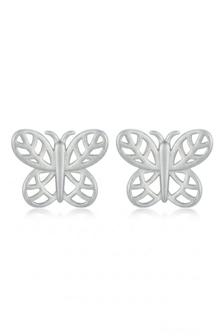 Matte Silber Ohrringe Schmetterlinge