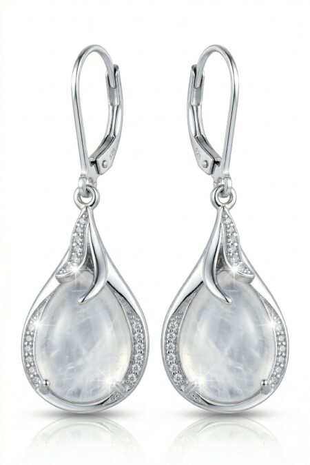 Silberne Ohrringe mit Zirkonia und Glas
