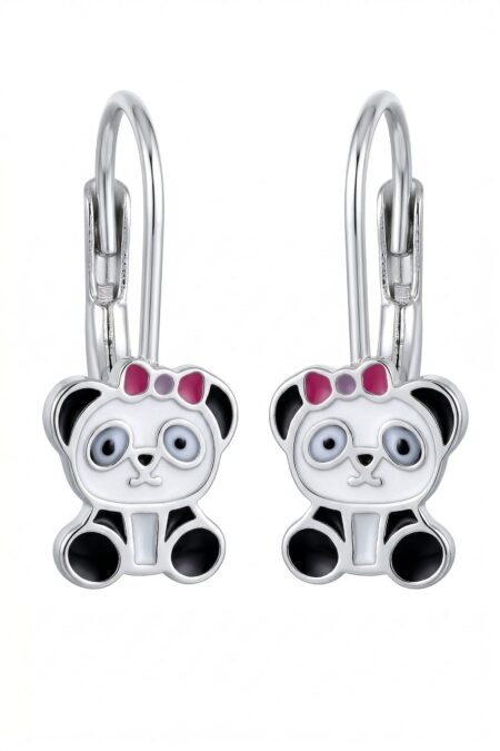 Silberne Panda-Ohrringe mit Emaille