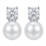 Srebrne kolczyki z cyrkonią i perłą