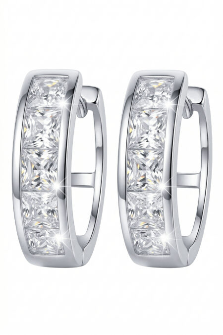 Silberne Creolen mit Zirkonia, Ringe