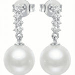 Silberohrringe mit Zirkonia und Perle