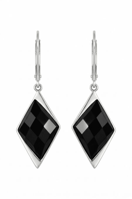 Silberne Ohrringe mit Onyx