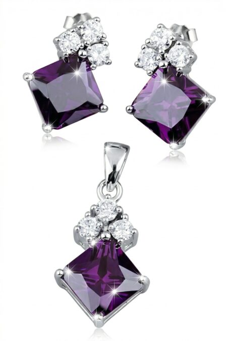 Srebrny komplet z cyrkoniami