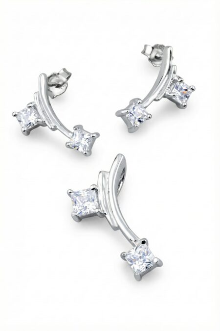 Srebrny komplet z cyrkoniami