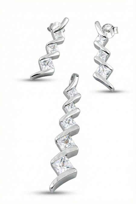 Srebrny komplet z cyrkoniami