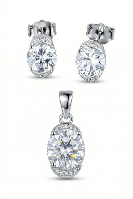 Srebrny komplet z cyrkoniami