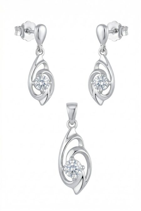 Srebrny komplet z cyrkonią