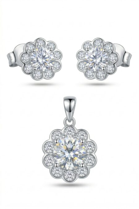 Srebrny komplet z cyrkoniami