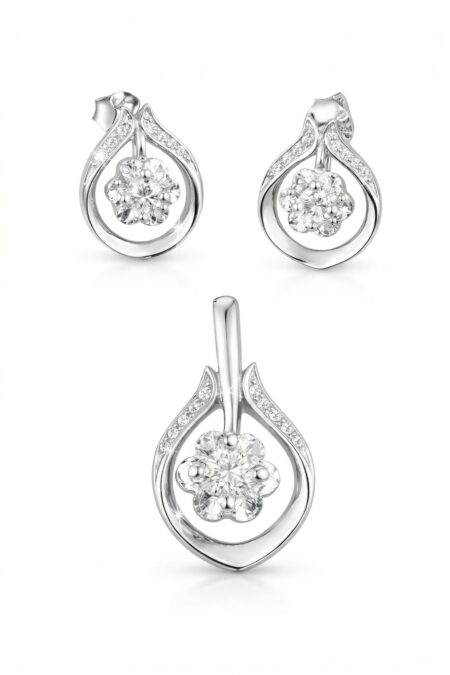 Srebrny komplet z cyrkoniami