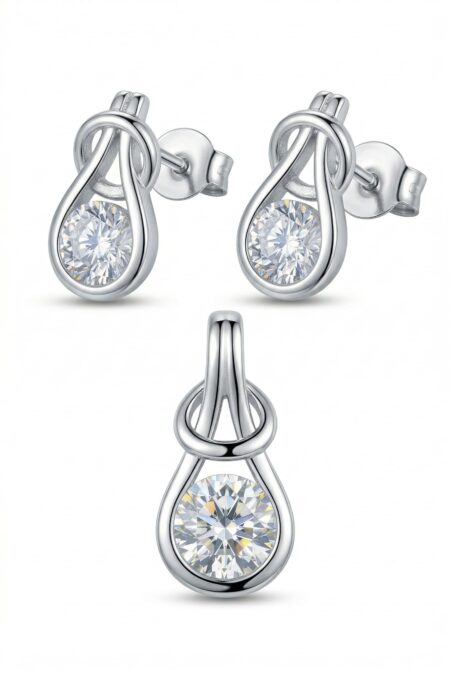 Srebrny komplet z cyrkonią