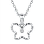 Srebrny naszyjnik motylek z cyrkonią