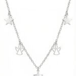 Srebrny naszyjnik aniołki z gwiazdkami