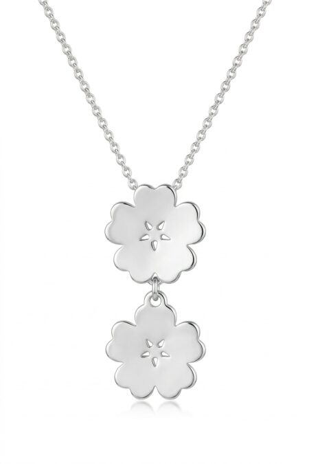 Silberne Halskette Kleeblätter