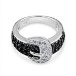 Srebrny pierścionek pasek z cyrkoniami