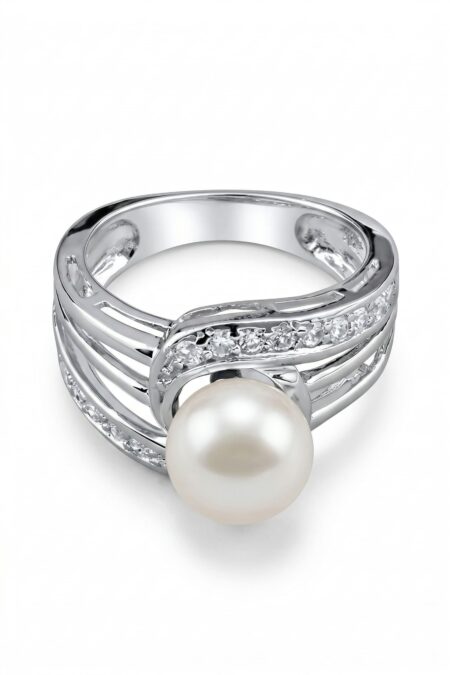 Silberring mit Zirkonia und Perle