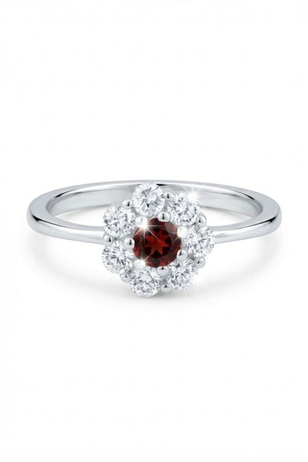 Silberner Blumenring mit Zirkonia