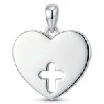 Silberner Anhänger Herz mit Kreuz